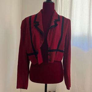 Elegant Red Blazer with Black Accents